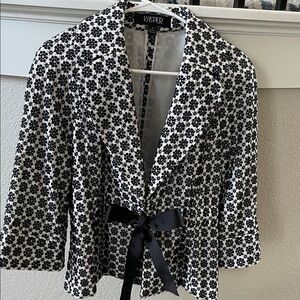 Kasper Black and White Floral Blazer